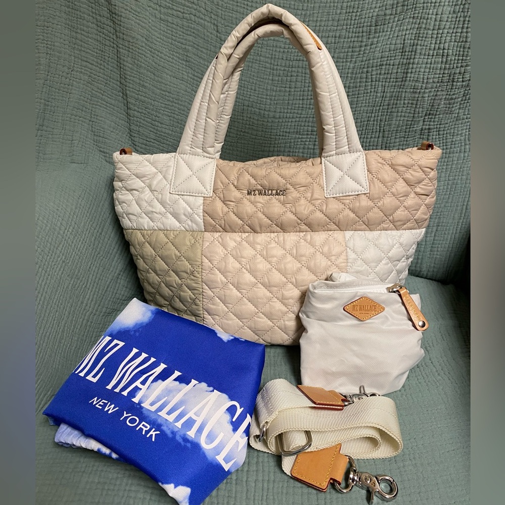 MZ Wallace Small Metro Tote Deluxe — Sand Patchwork (Limited Edition)